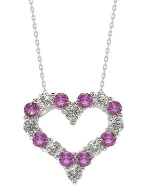 Suzy Levian Silver Diamond & Sapphire Pendant Necklace - Metallic