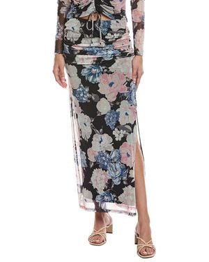 Laundry by Shelli Segal Bouquet Printed Ruched Midi Skirt - Black