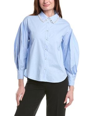 Gracia Beaded Collar Shirt - Blue