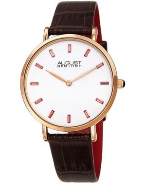 August Steiner Leather Watch - White