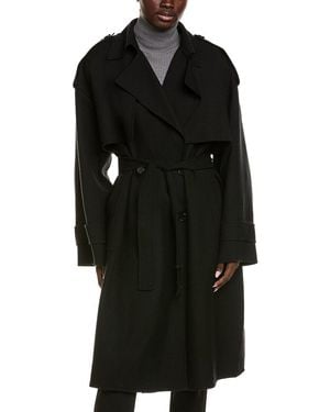 Michael Kors Wool-Blend Trench Coat - Black