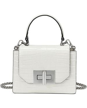 Tiffany & Fred Paris Croc-Embossed Patent Satchel - White
