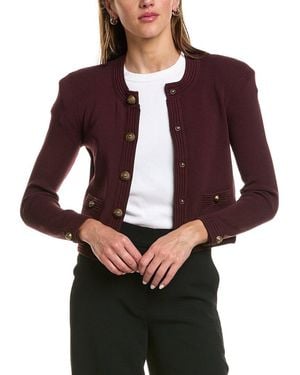 L'Agence Patsy Crop Crew Cardigan - Purple