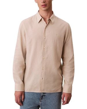 Calvin Klein Classic Linen-Blend Shirt - Natural
