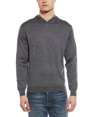 Peter Millar Wool-Blend Hoodie Sweater - Gray