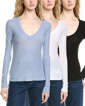 James Perse 3Pk Relaxed V-Neck T-Shirt - Blue