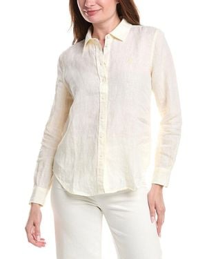 Brooks Brothers Yarn Dye Stripe Linen Classic Shirt - White