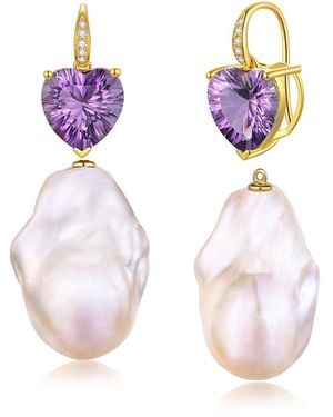 Kai Fine Jewelry 14K 7.25 Ct. Tw. Diamond & Amethyst & 16-17Mm Pearl Drop Earrings - Pink