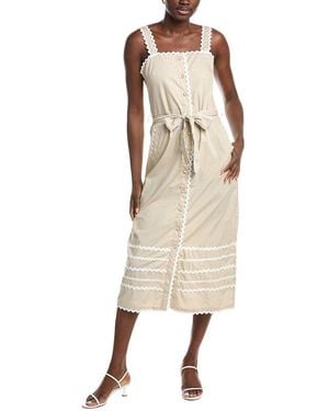 Ellen Tracy Ric Trim Poplin Dress - Natural