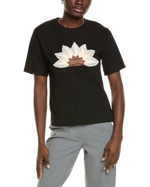 Gracia Flower Embossed T-Shirt - Black