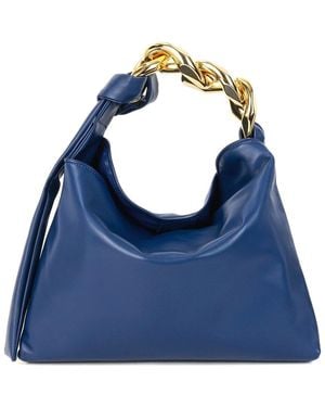 Tiffany & Fred Paris Golden Buckle Soft Leather Hobo Bag - Blue