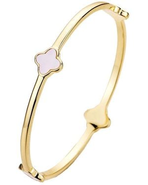Adornia 14K Plated Mother-Of-Pearl Clover Bangle Bracelet - Metallic