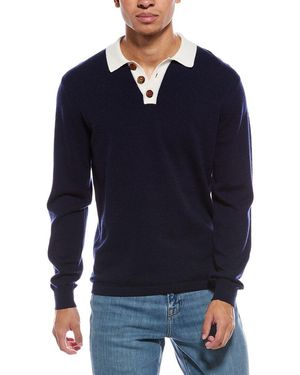 Brodie Cashmere Solid Wool & Cashmere-Blend Rugby Shirt - Blue