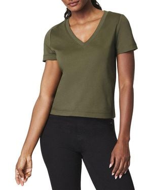 Spanx Cool Cotton V-Neck T-Shirt - Green