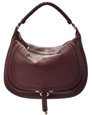 Chloé Marcie Leather Shoulder Bag - Purple