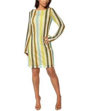 Bebe Stripe Long Sleeve Crochet Dress - Yellow