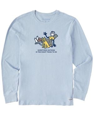 Life Is Good. Long Sleeve Crusher T-Shirt - Blue