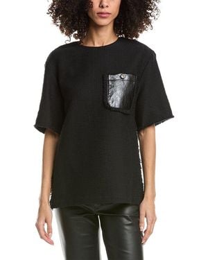3.1 Phillip Lim Tweed Boxy T-Shirt - Black