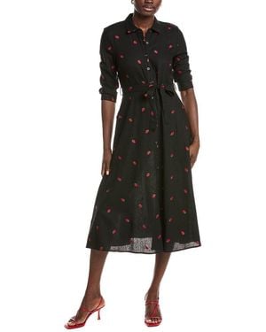 Ellen Tracy Linen-Blend Belted Shirtdress - Black