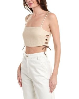 Hevron Luisa Linen Crop Top - White
