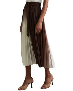 Reiss Emiliana Ombre Pleated Skirt - Brown
