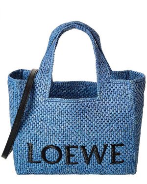 Loewe Font Small Raffia Tote - Blue