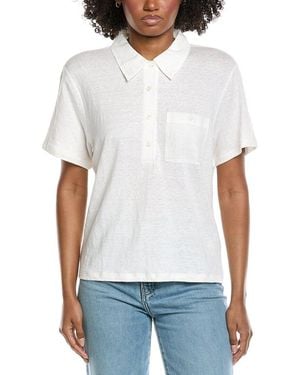 FRAME The Caddy Linen-Blend Polo Jumper - White