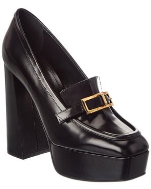 Sergio Rossi Nora 85 Leather Platform Pump - Black
