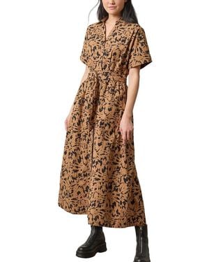 Lilla P Collared Maxi Shirt Dress - Brown