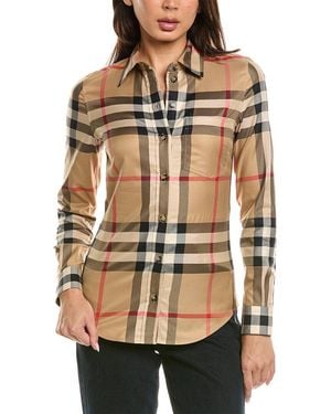 Burberry Check Slim Shirt - Brown