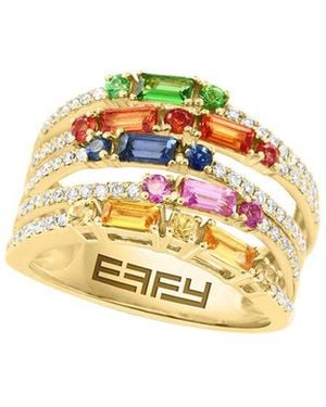 Effy Fine Jewelry 14K 1.76 Ct. Tw. Diamond & Multi Sapphire Ring - Metallic