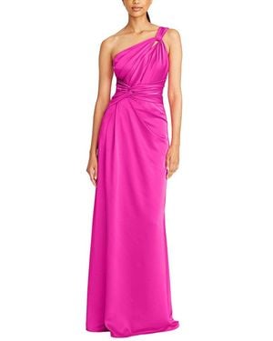 THEIA Gloria Twist A-Line Gown - Pink