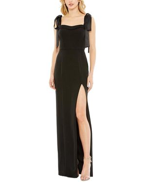 Mac Duggal Tie Strap Slit Gown - Black