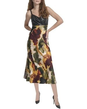 DKNY Mix Media Printed Midi Dress - Multicolour