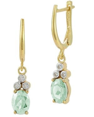 Reiss 14k 2.29 Ct. Tw. Diamond & Green Amethyst Dangle Earrings - White