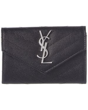 Saint Laurent Small Monogram Matelasse Leather Envelope Wallet - Black