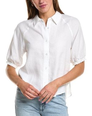 Splendid Talia Puff Sleeve Linen-Blend Top - White