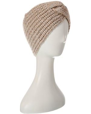 Amicale Cashmere Marl Shaker Rib Twist Cashmere Headband - White