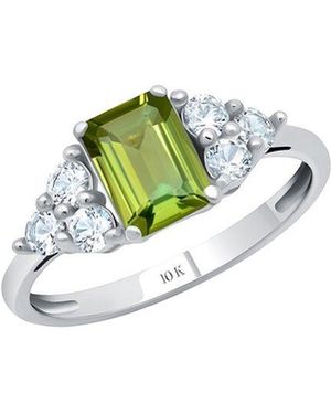 MaxColor 10K 0.80 Ct. Tw. Peridot Halo Ring - Green