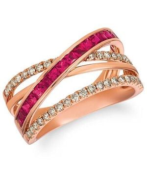 Le Vian Le Vian 14k Rose Gold 1.07 Ct. Tw. Diamond & Ruby Ring - Pink