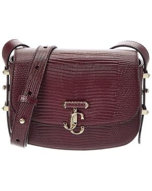 Jimmy Choo Lizard-Embossed Leather Crossbody - Purple
