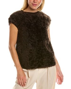 Brunello Cucinelli Silk-lined Shearling Top - Black