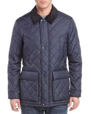 Cole Haan Quilted Corduroy Collar Elbow Patch Jacket - Blue