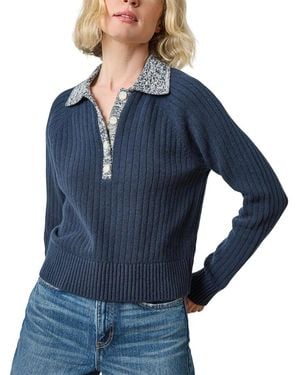 Lilla P Marled Henley Jumper - Blue
