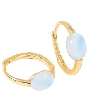TIRAMISU Plated 2.32 Ct. Tw. Moonstone Hoop Earrings - Metallic