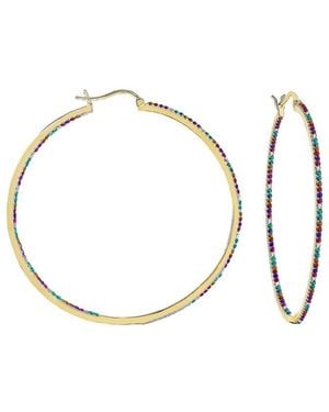 Rachel Glauber Plated Hoop Earrings - Metallic