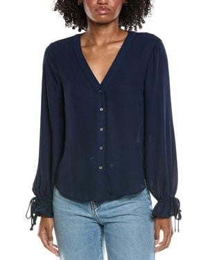 Cece V-Neck Flounce Blouse - Blue