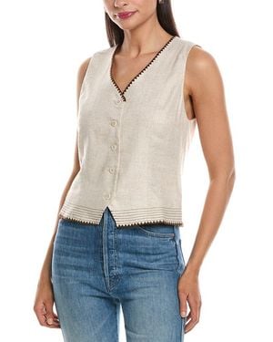 Nanette Lepore Sleeveless Linen-Blend Blouse - Blue