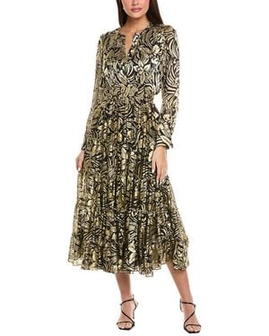 Tahari The Francesca Silk-Blend Midi Dress - Green
