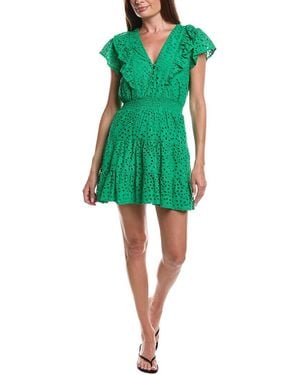 LAYERED WITH LOVE Eyelet Tiered Mini Dress - Green
